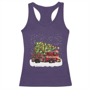 Fire Truck Christmas Racerback Tank Top Fireman Xmas Firefighter TS10 Purple Print Your Wear