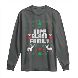 African American Family Christmas Long Sleeve Shirt Dope Black Family Matching Ugly Christmas TS10 Dark Heather Print Your Wear