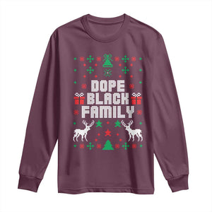 African American Family Christmas Long Sleeve Shirt Dope Black Family Matching Ugly Christmas TS10 Maroon Print Your Wear