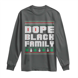 African American Family Christmas Long Sleeve Shirt Dope Black Family Matching Ugly Xmas TS10 Dark Heather Print Your Wear