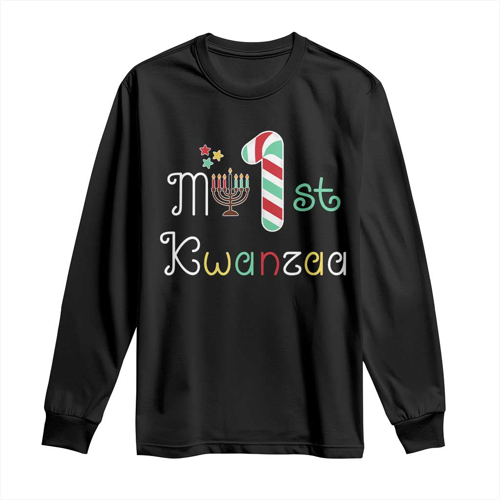 My 1st Kwanzaa Long Sleeve Shirt Babys First Kwanzaa Kinara Gift TS10 Black Print Your Wear