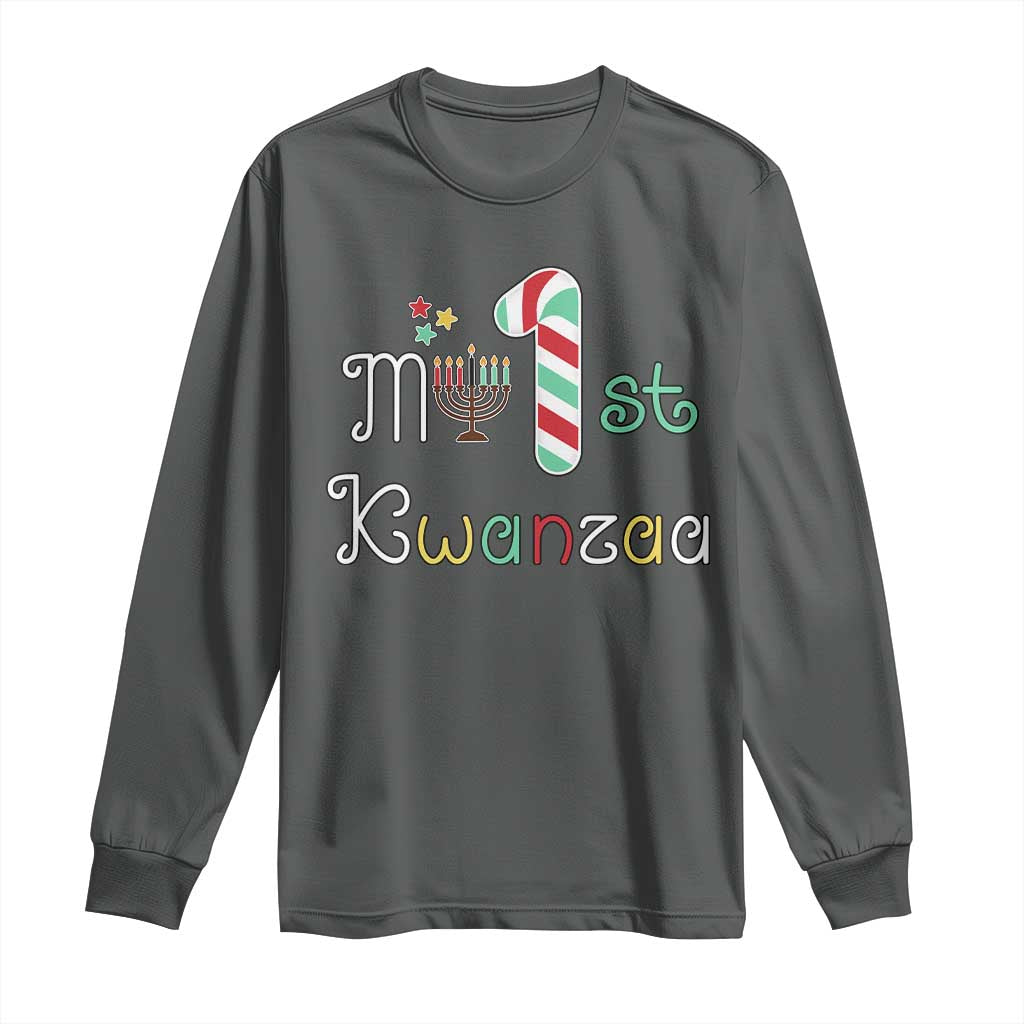 My 1st Kwanzaa Long Sleeve Shirt Babys First Kwanzaa Kinara Gift TS10 Dark Heather Print Your Wear