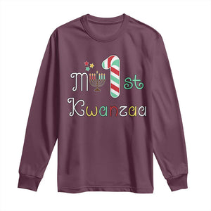 My 1st Kwanzaa Long Sleeve Shirt Babys First Kwanzaa Kinara Gift TS10 Maroon Print Your Wear