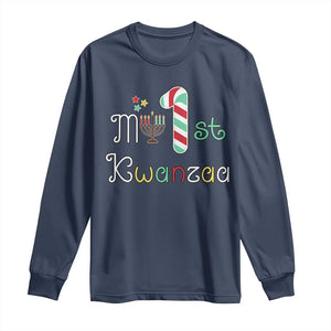 My 1st Kwanzaa Long Sleeve Shirt Babys First Kwanzaa Kinara Gift TS10 Navy Print Your Wear