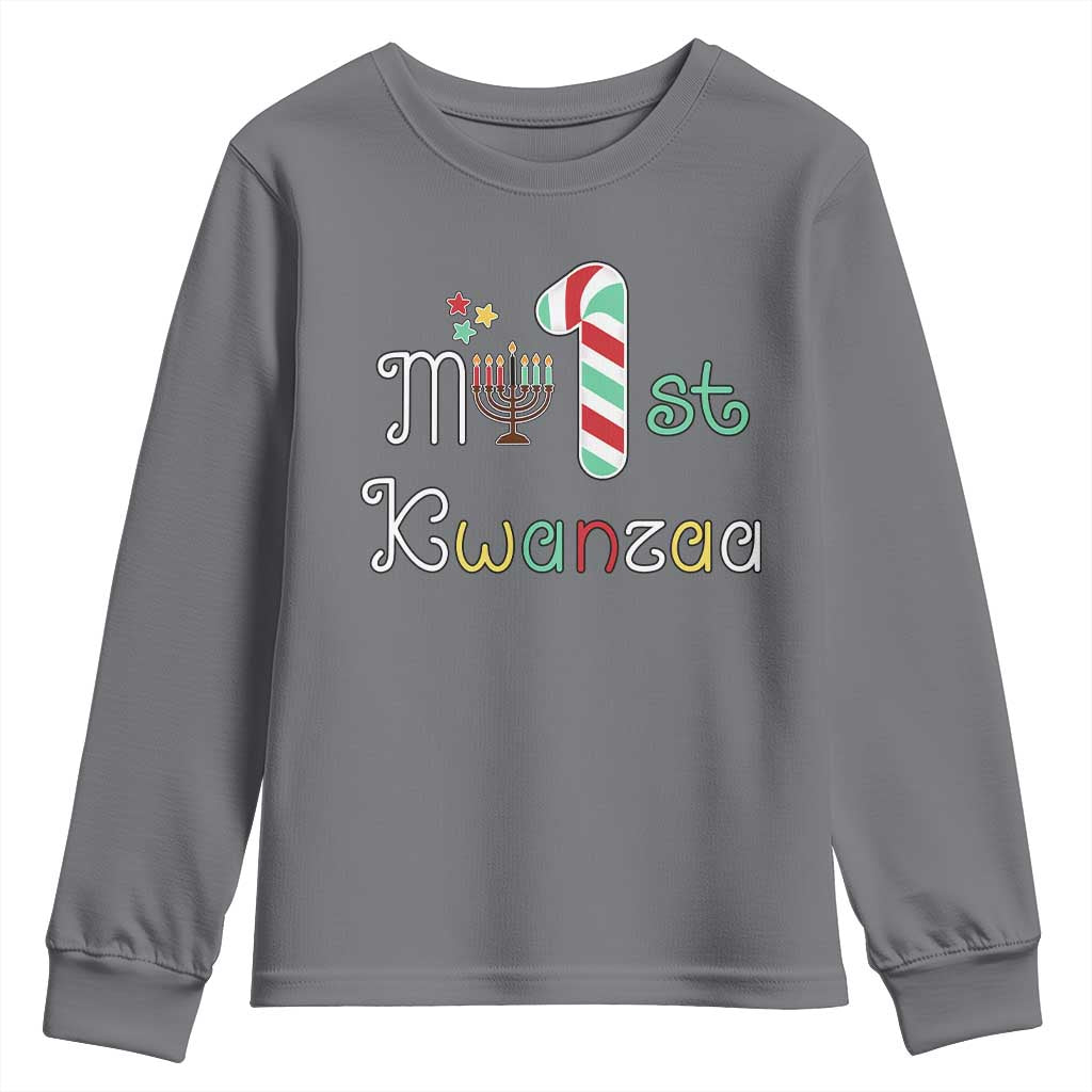 My 1st Kwanzaa Youth Sweatshirt Babys First Kwanzaa Kinara Gift TS10 Charcoal Print Your Wear