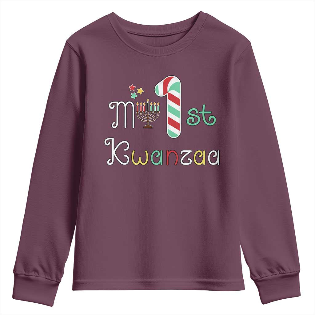 My 1st Kwanzaa Youth Sweatshirt Babys First Kwanzaa Kinara Gift TS10 Maroon Print Your Wear