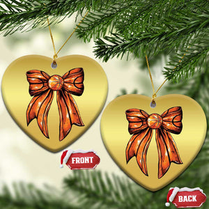 Basketball Coquette Bow Christmas Ornament Game Day TS10 Heart Gold Print Your Wear