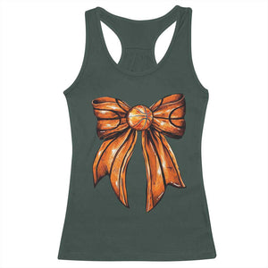 Basketball Coquette Bow Racerback Tank Top Game Day TS10 Dark Forest Green Print Your Wear