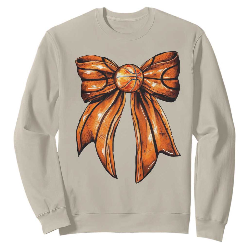Basketball Coquette Bow Sweatshirt Game Day TS10 Sand Print Your Wear