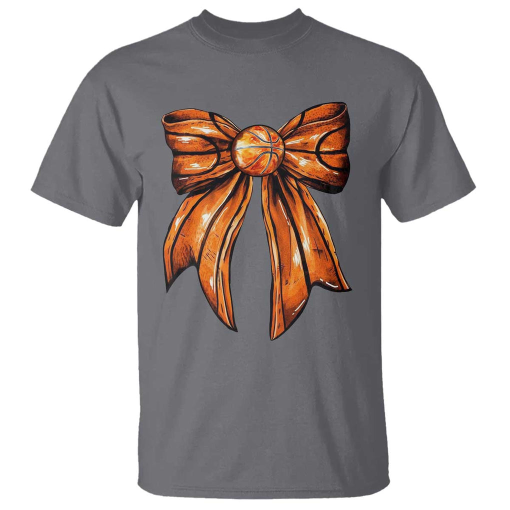 Basketball Coquette Bow T Shirt Game Day TS10 Charcoal Print Your Wear