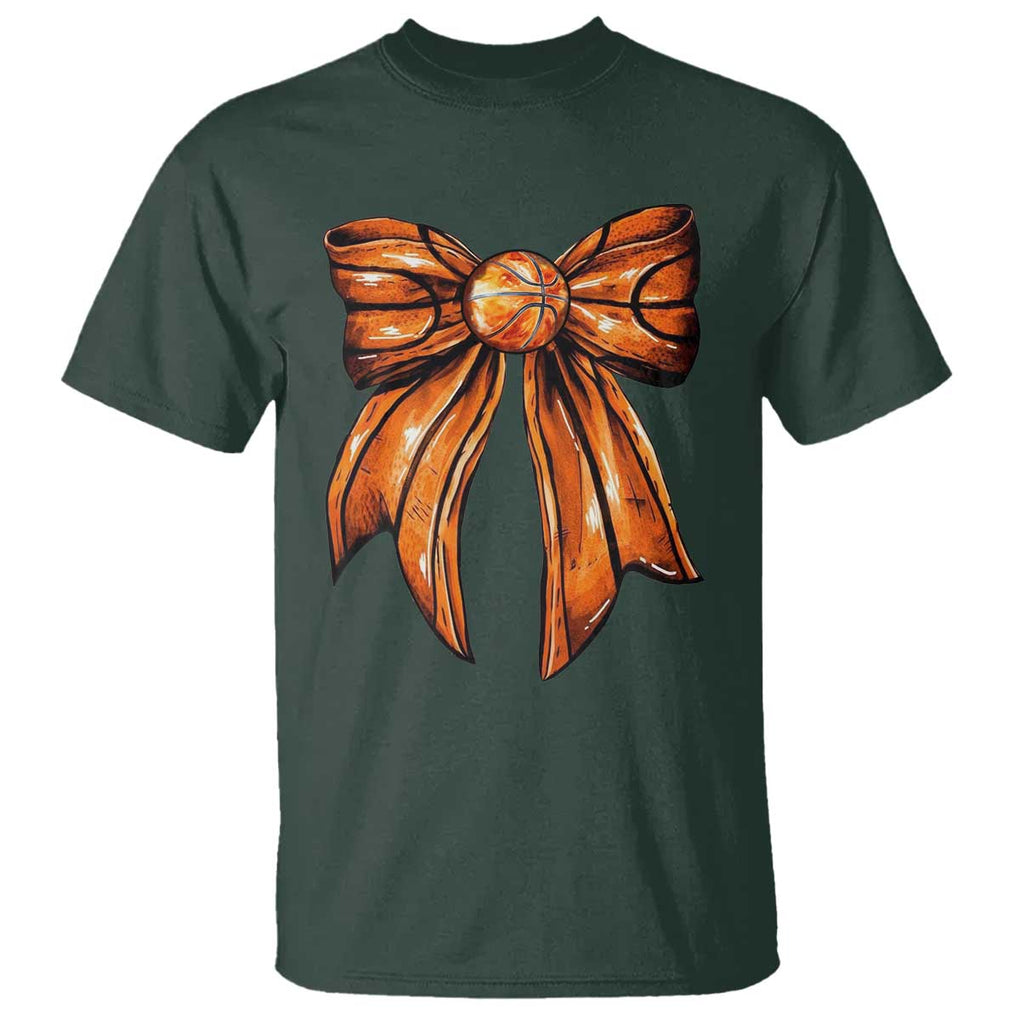 Basketball Coquette Bow T Shirt Game Day TS10 Dark Forest Green Print Your Wear