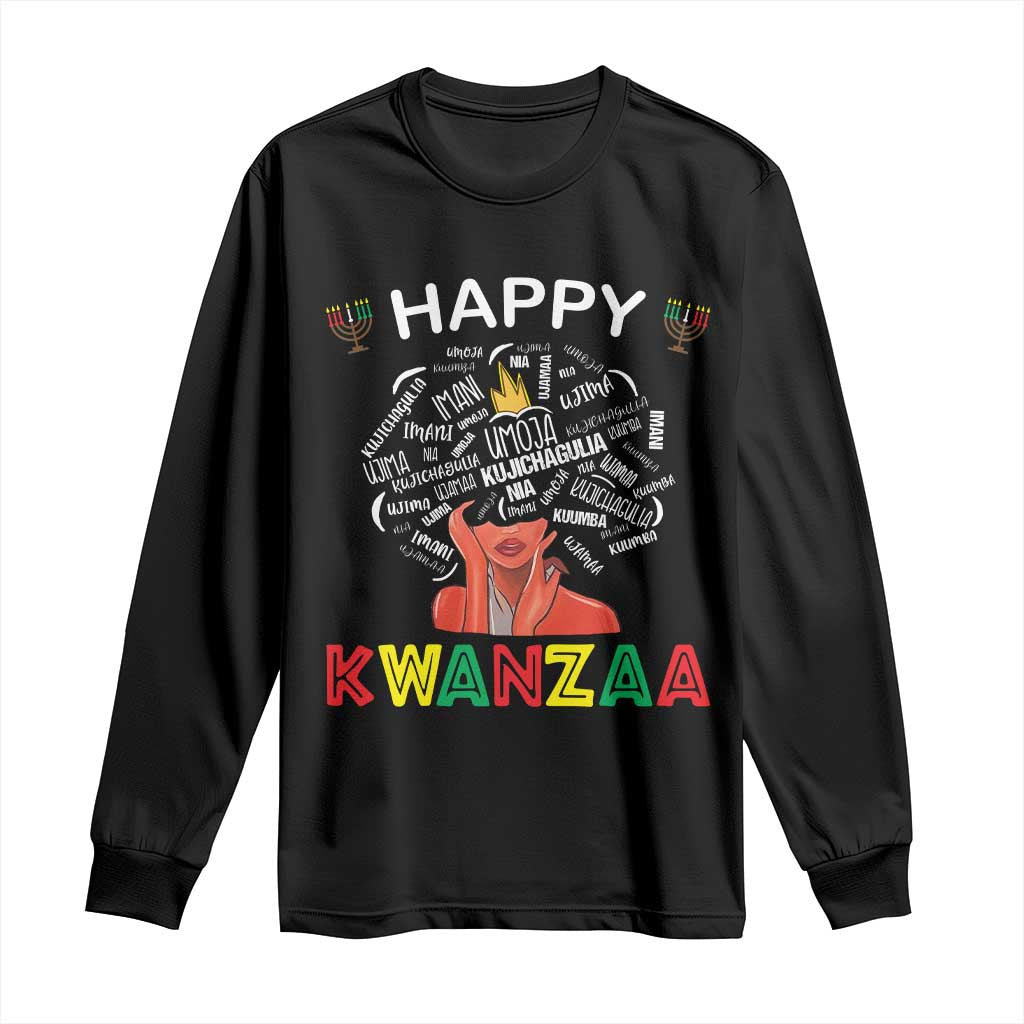 Happy Kwanzaa Long Sleeve Shirt African American Afro Queen Nguzo Saba TS10 Black Print Your Wear