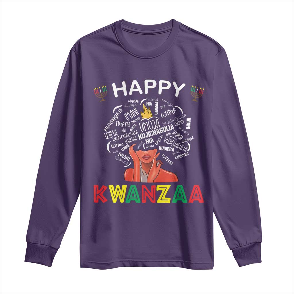 Happy Kwanzaa Long Sleeve Shirt African American Afro Queen Nguzo Saba TS10 Purple Print Your Wear
