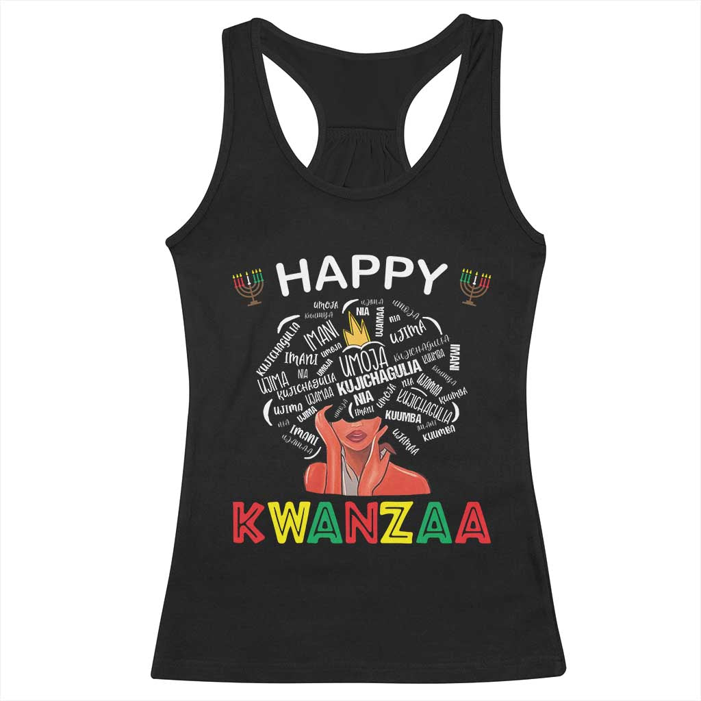 Happy Kwanzaa Racerback Tank Top African American Afro Queen Nguzo Saba TS10 Black Print Your Wear