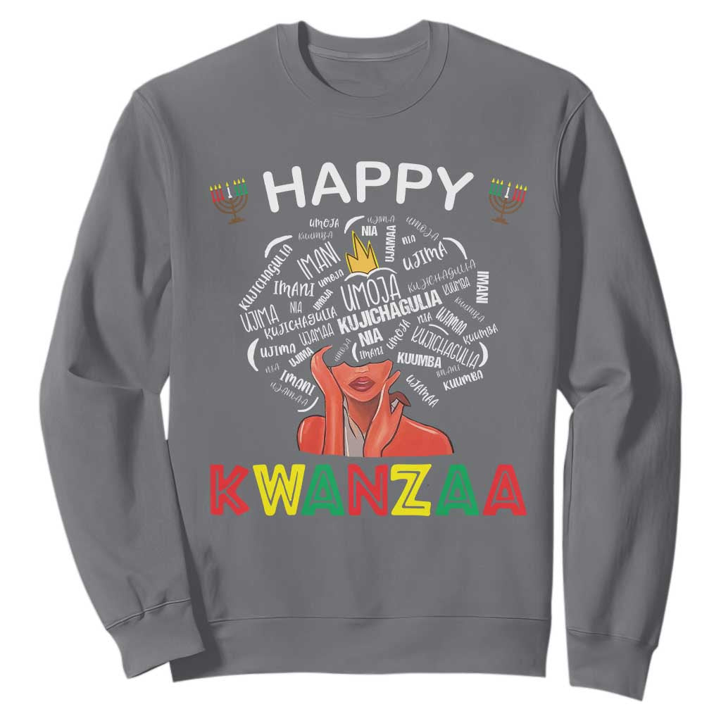 Happy Kwanzaa Sweatshirt African American Afro Queen Nguzo Saba TS10 Charcoal Print Your Wear