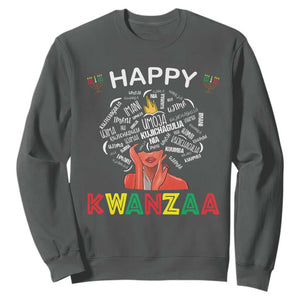 Happy Kwanzaa Sweatshirt African American Afro Queen Nguzo Saba TS10 Dark Heather Print Your Wear