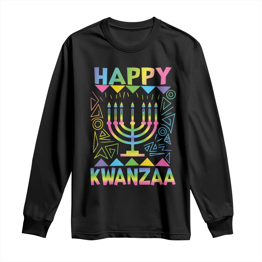 Happy Kwanzaa Long Sleeve Shirt Christmas African American Heritage Holiday Kinara Mazao TS10 Black Print Your Wear