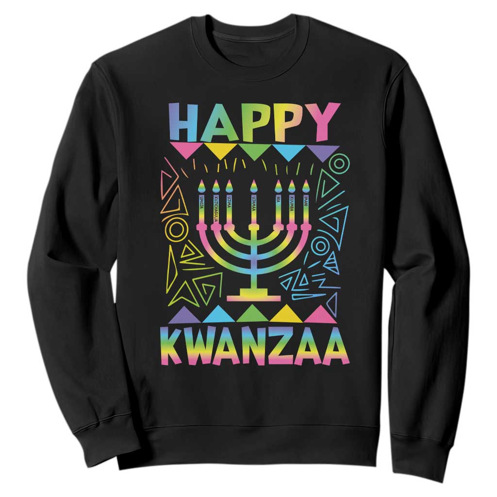 Happy Kwanzaa Sweatshirt Christmas African American Heritage Holiday Kinara Mazao TS10 Black Print Your Wear