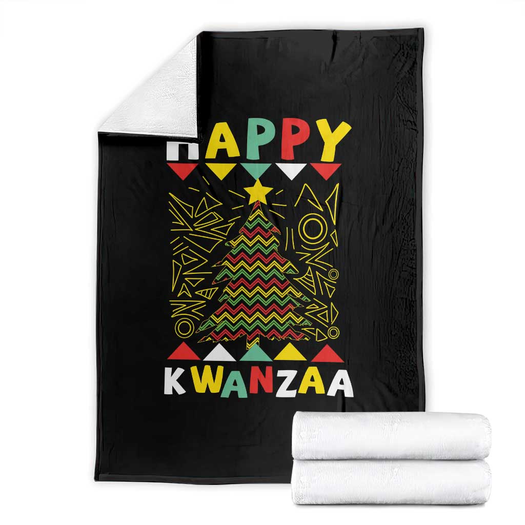 Happy Kwanzaa Christmas Throw Blanket African American Holiday Christmas Tree TS10 Black Print Your Wear