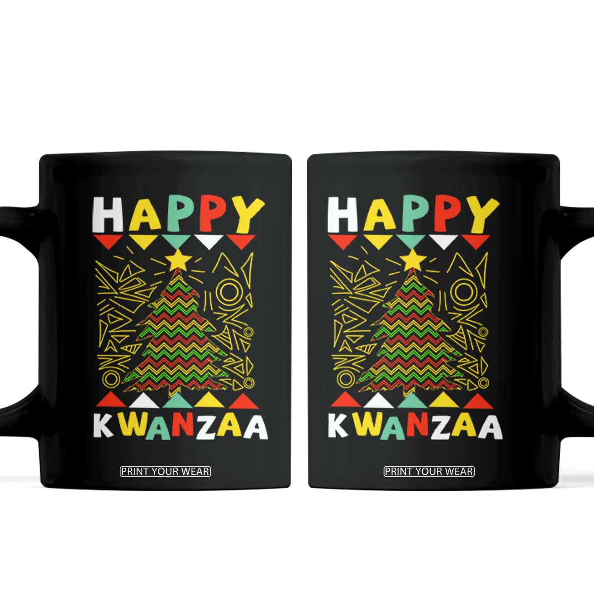 Happy Kwanzaa Christmas Coffee Mug African American Holiday Christmas Tree TS10 Black Print Your Wear