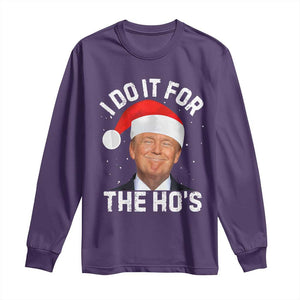 Funny Christmas Trump Long Sleeve Shirt Vintage Santa I Do It For The Ho's TS10 Purple Print Your Wear