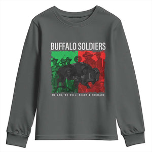 Buffalo Soldiers Youth Sweatshirt 9th and 10th Cavalry Afro African American Heros TS10 Dark Heather Print Your Wear