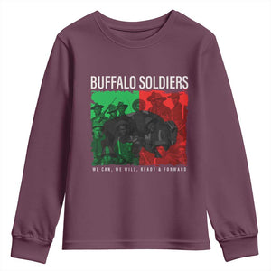 Buffalo Soldiers Youth Sweatshirt 9th and 10th Cavalry Afro African American Heros TS10 Maroon Print Your Wear