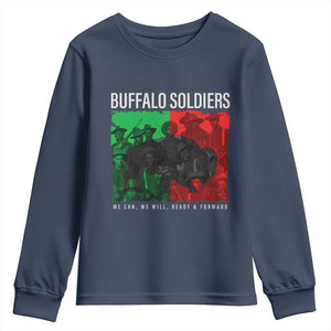 Buffalo Soldiers Youth Sweatshirt 9th and 10th Cavalry Afro African American Heros TS10 Navy Print Your Wear
