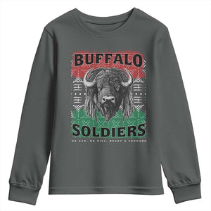 Buffalo Soldiers Youth Sweatshirt Retro African American Black History TS10 Dark Heather Print Your Wear