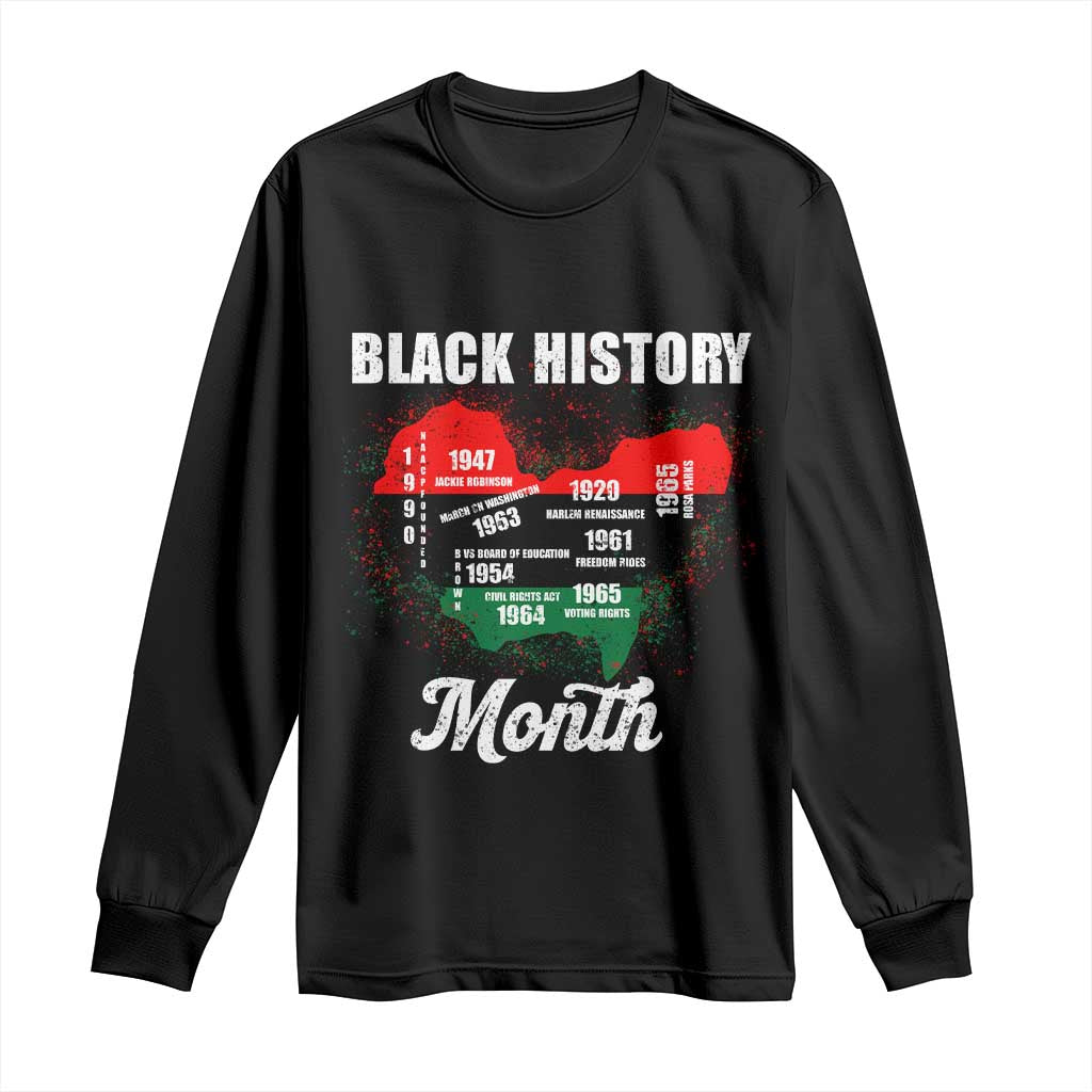 Black History Leaders Long Sleeve Shirt African American Milestones Map Civil Right TS10 Black Print Your Wear