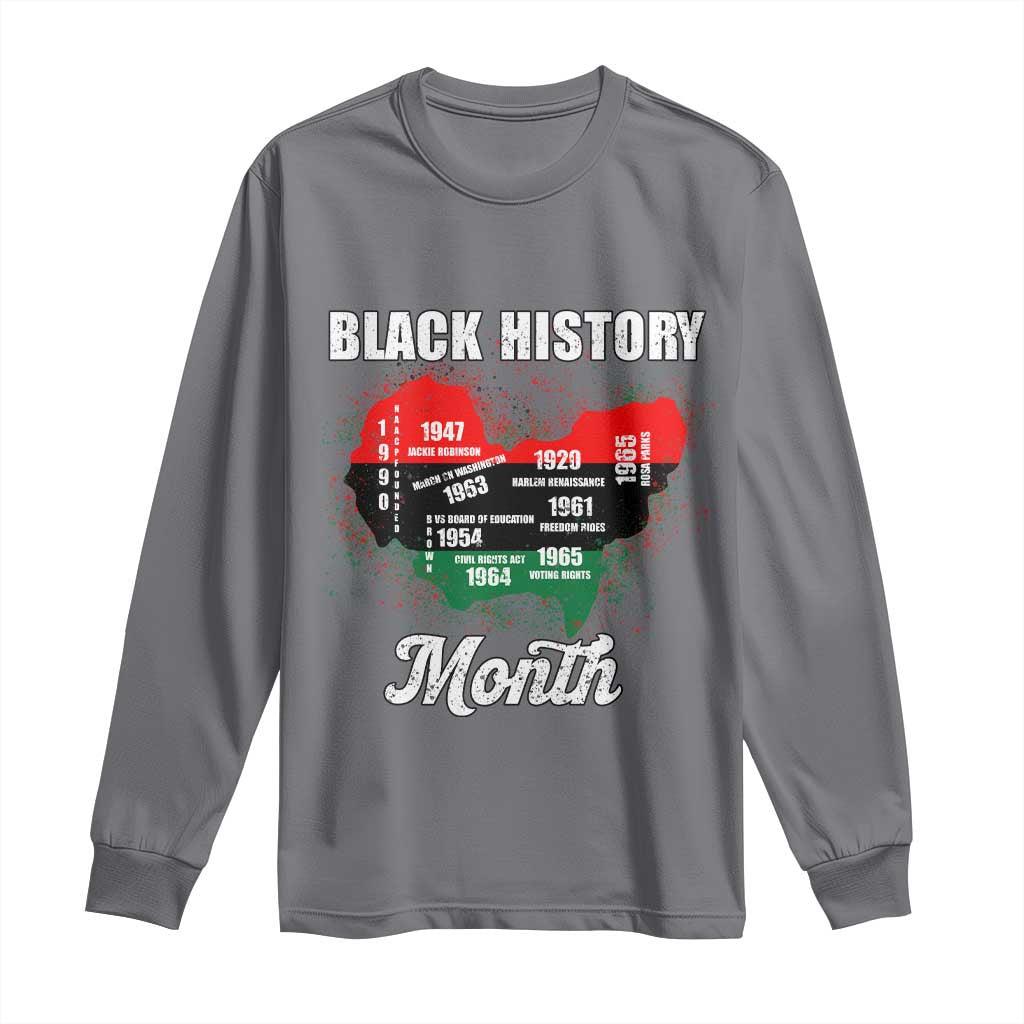 Black History Leaders Long Sleeve Shirt African American Milestones Map Civil Right TS10 Charcoal Print Your Wear
