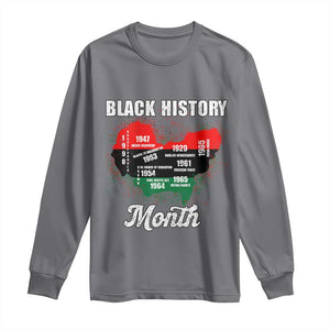 Black History Leaders Long Sleeve Shirt African American Milestones Map Civil Right TS10 Charcoal Print Your Wear