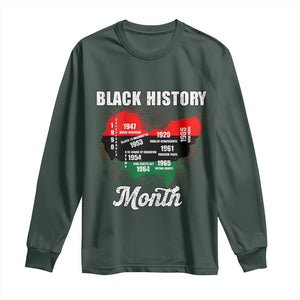 Black History Leaders Long Sleeve Shirt African American Milestones Map Civil Right TS10 Dark Forest Green Print Your Wear