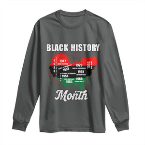 Black History Leaders Long Sleeve Shirt African American Milestones Map Civil Right TS10 Dark Heather Print Your Wear