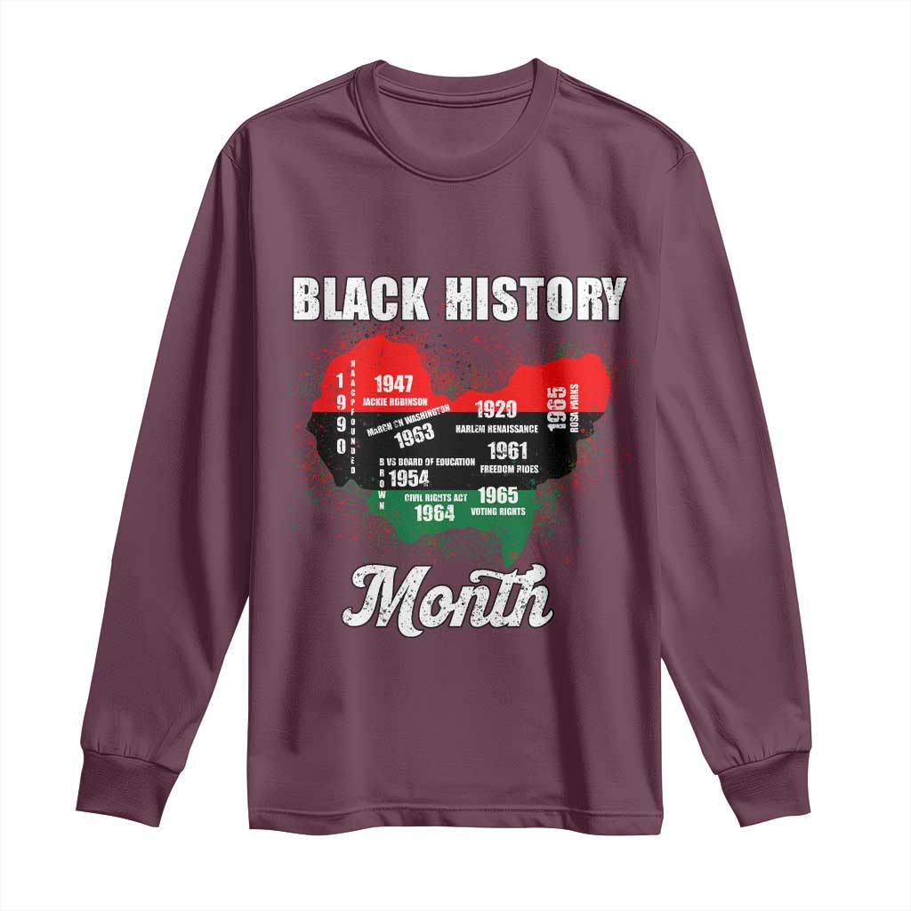 Black History Leaders Long Sleeve Shirt African American Milestones Map Civil Right TS10 Maroon Print Your Wear