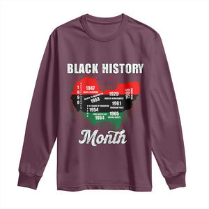 Black History Leaders Long Sleeve Shirt African American Milestones Map Civil Right TS10 Maroon Print Your Wear