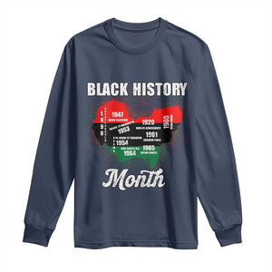 Black History Leaders Long Sleeve Shirt African American Milestones Map Civil Right TS10 Navy Print Your Wear