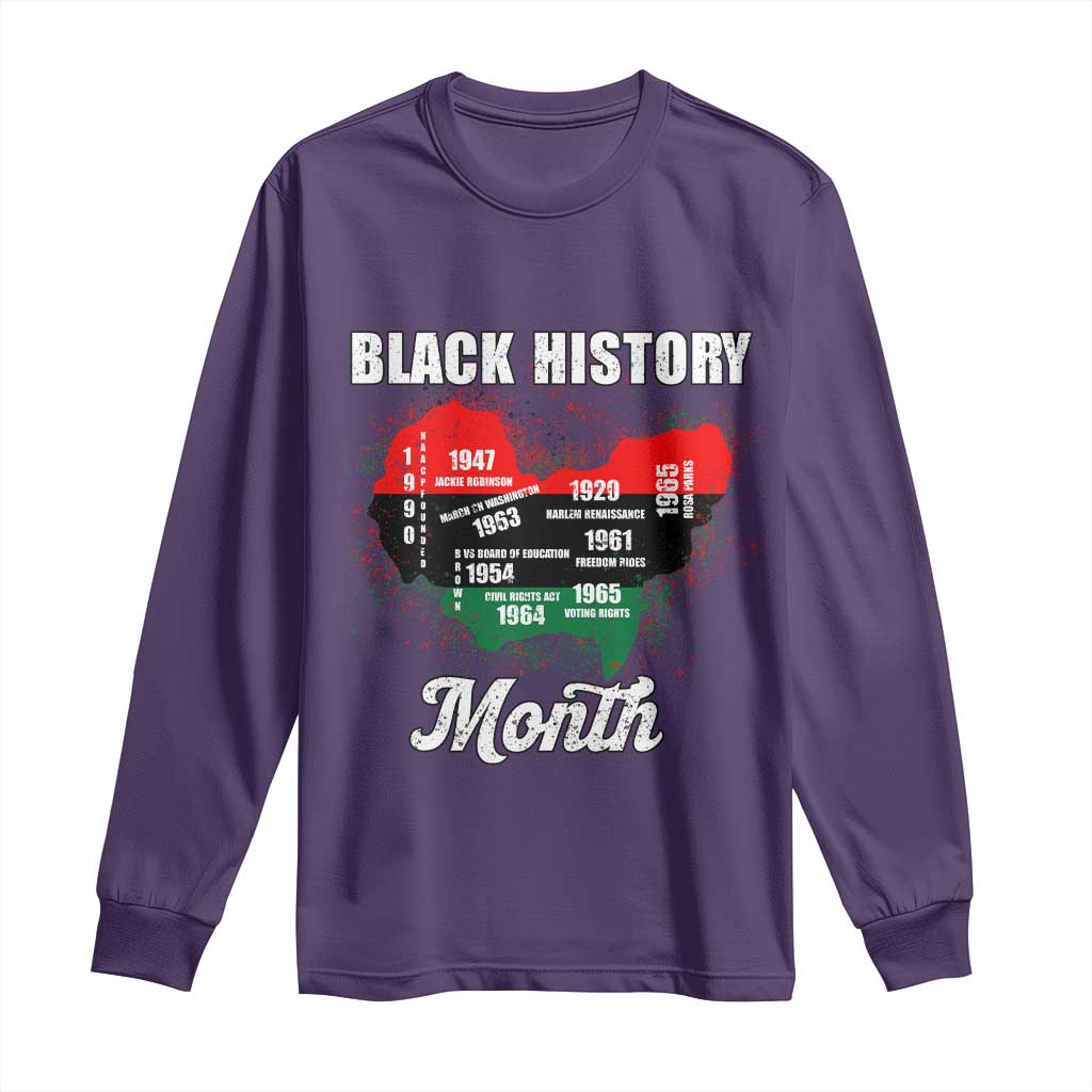 Black History Leaders Long Sleeve Shirt African American Milestones Map Civil Right TS10 Purple Print Your Wear