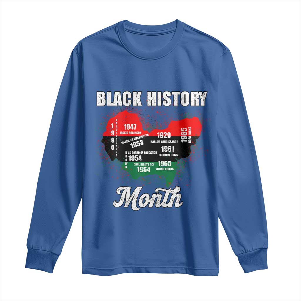 Black History Leaders Long Sleeve Shirt African American Milestones Map Civil Right TS10 Royal Blue Print Your Wear