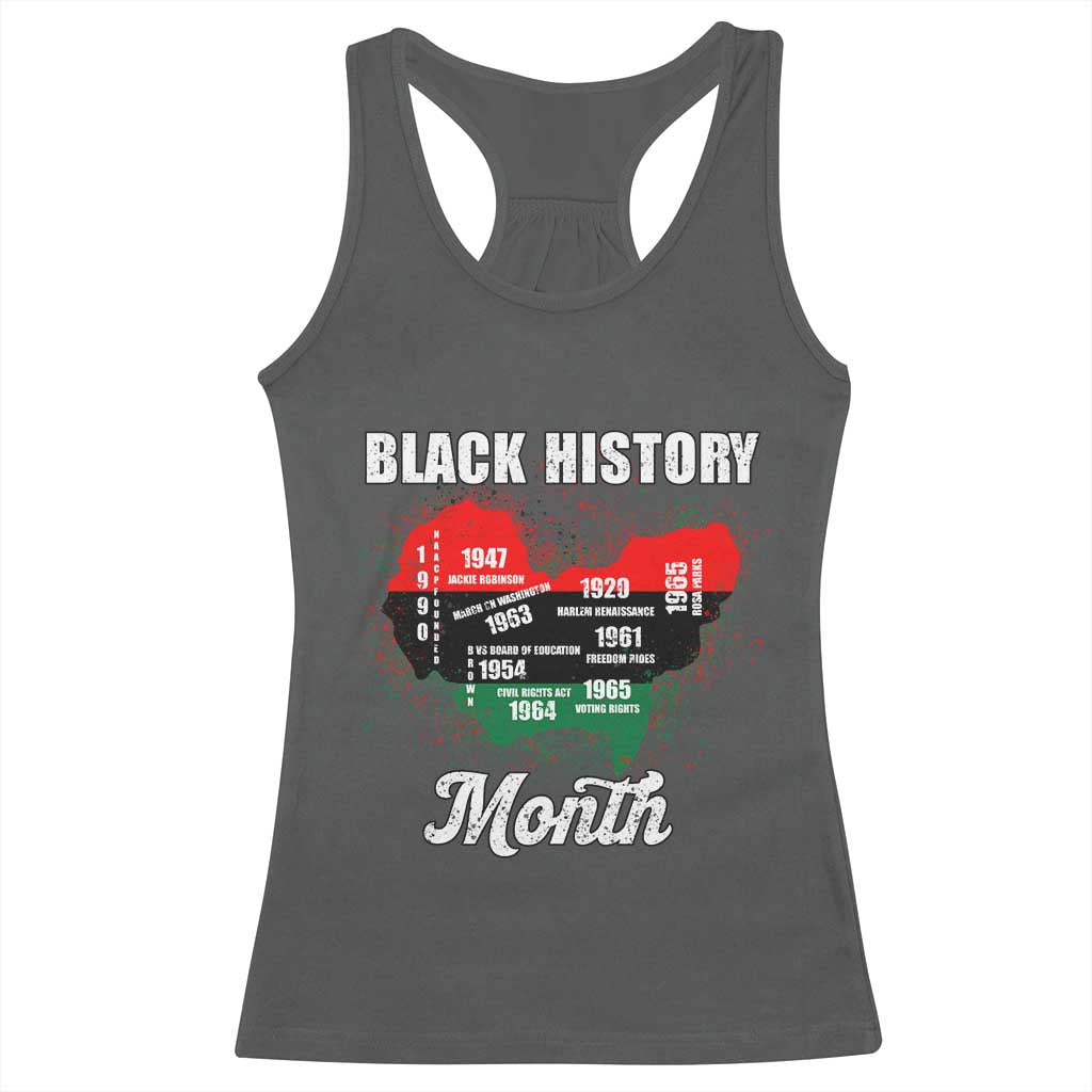 Black History Leaders Racerback Tank Top African American Milestones Map Civil Right TS10 Dark Heather Print Your Wear