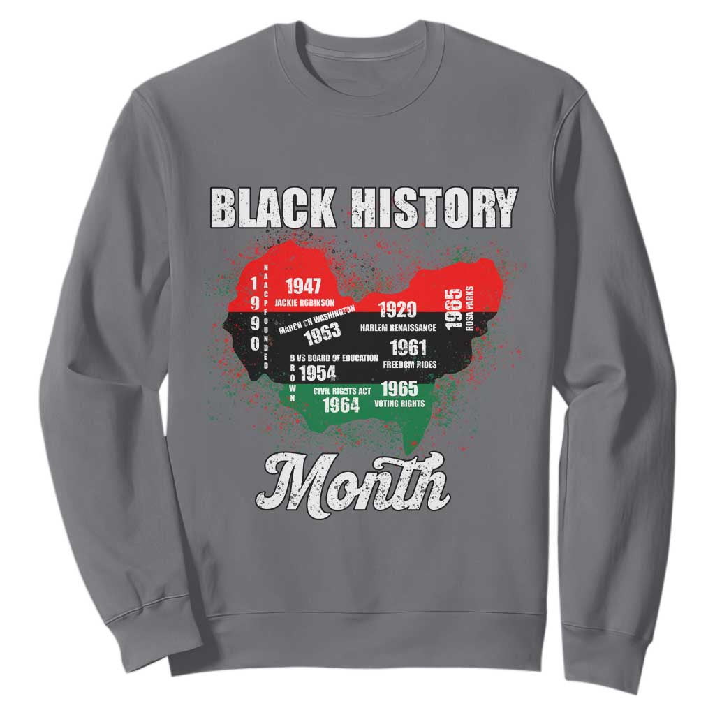 Black History Leaders Sweatshirt African American Milestones Map Civil Right TS10 Charcoal Print Your Wear