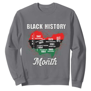 Black History Leaders Sweatshirt African American Milestones Map Civil Right TS10 Charcoal Print Your Wear