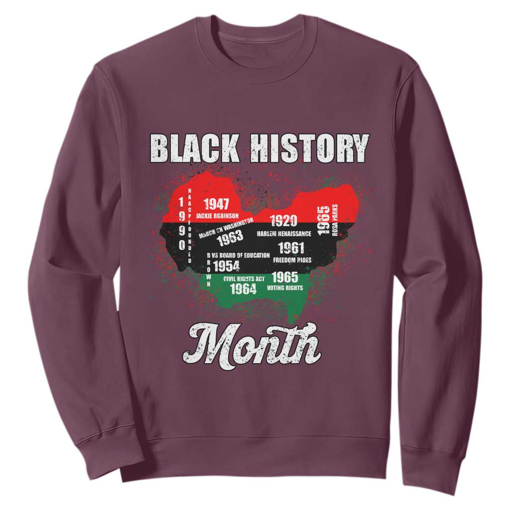Black History Leaders Sweatshirt African American Milestones Map Civil Right TS10 Maroon Print Your Wear