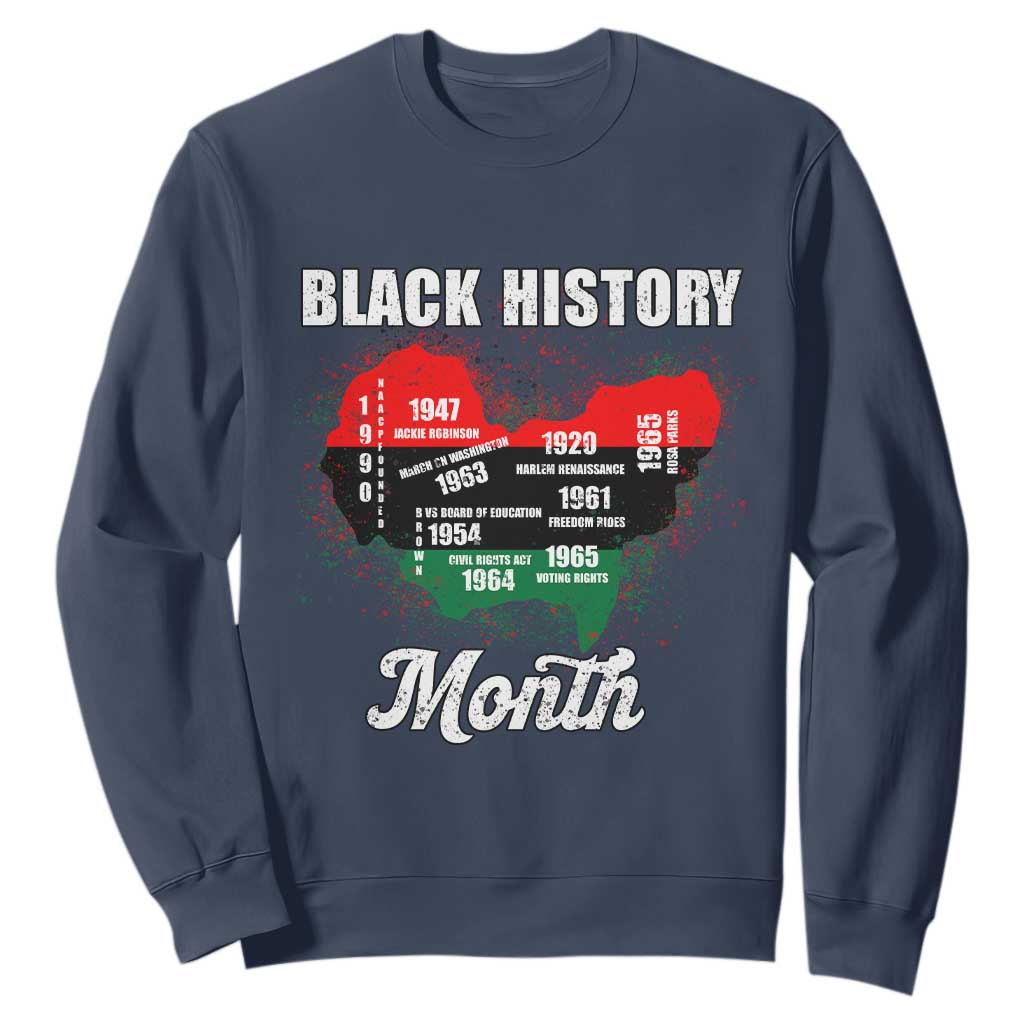 Black History Leaders Sweatshirt African American Milestones Map Civil Right TS10 Navy Print Your Wear