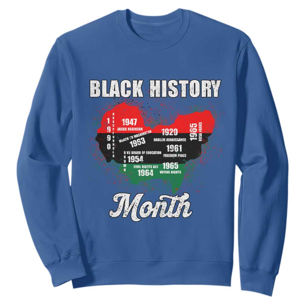 Black History Leaders Sweatshirt African American Milestones Map Civil Right TS10 Royal Blue Print Your Wear