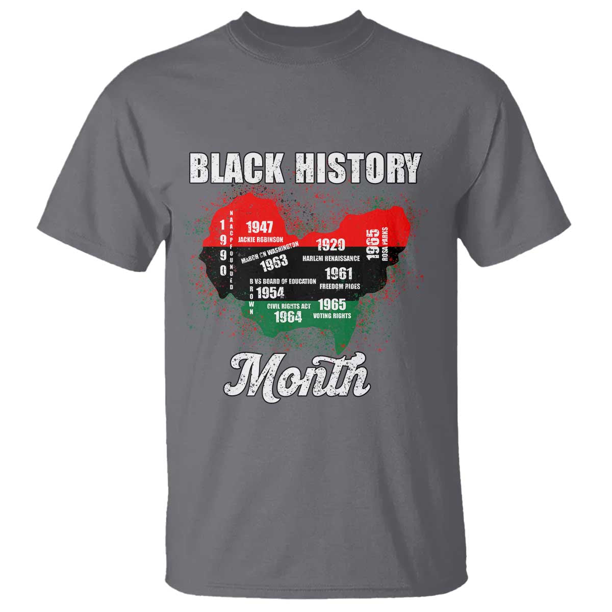 Black History Leaders T Shirt African American Milestones Map Civil Right TS10 Charcoal Print Your Wear