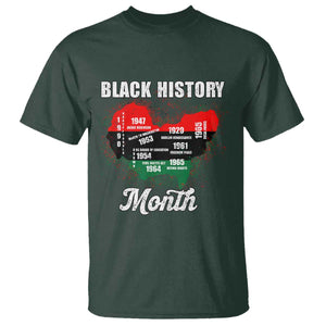 Black History Leaders T Shirt African American Milestones Map Civil Right TS10 Dark Forest Green Print Your Wear