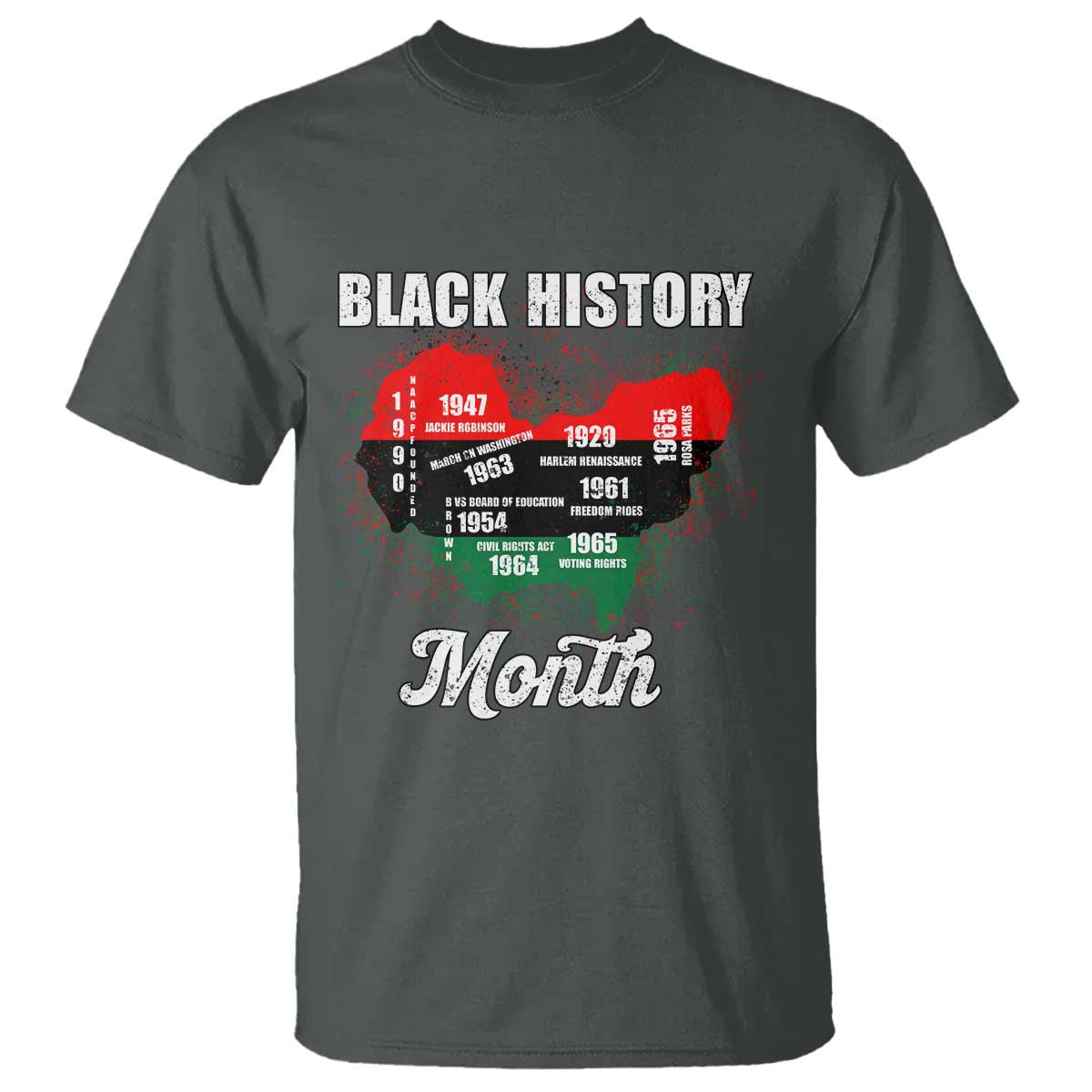 Black History Leaders T Shirt African American Milestones Map Civil Right TS10 Dark Heather Print Your Wear