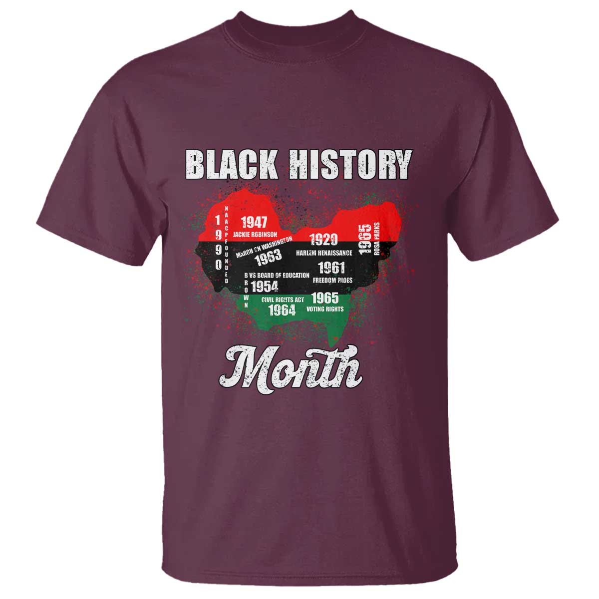 Black History Leaders T Shirt African American Milestones Map Civil Right TS10 Maroon Print Your Wear