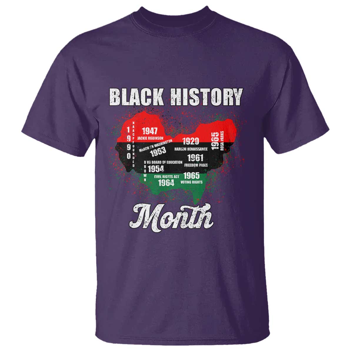 Black History Leaders T Shirt African American Milestones Map Civil Right TS10 Purple Print Your Wear